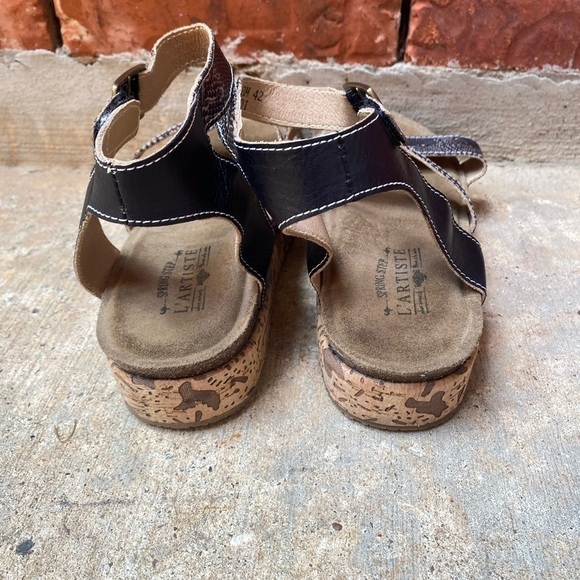 Spring Step L'Artiste Womens 42 Christina Black Multi Reptile Ankle Strap Sandal - Picture 8 of 9